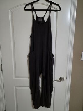 Free People Black Strappy Pocket Jumpsuit
